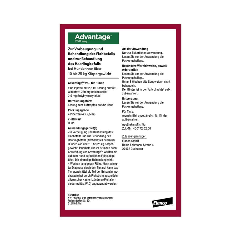 Advantage 250 Lösung für Hunde 10-25 kg 4 St Lösung