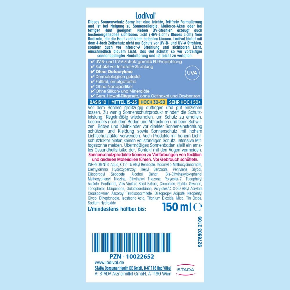 Ladival ALLERGISCHE HAUT SONNENSCHUTZ SPRAY LSF 30 150 ml Spray
