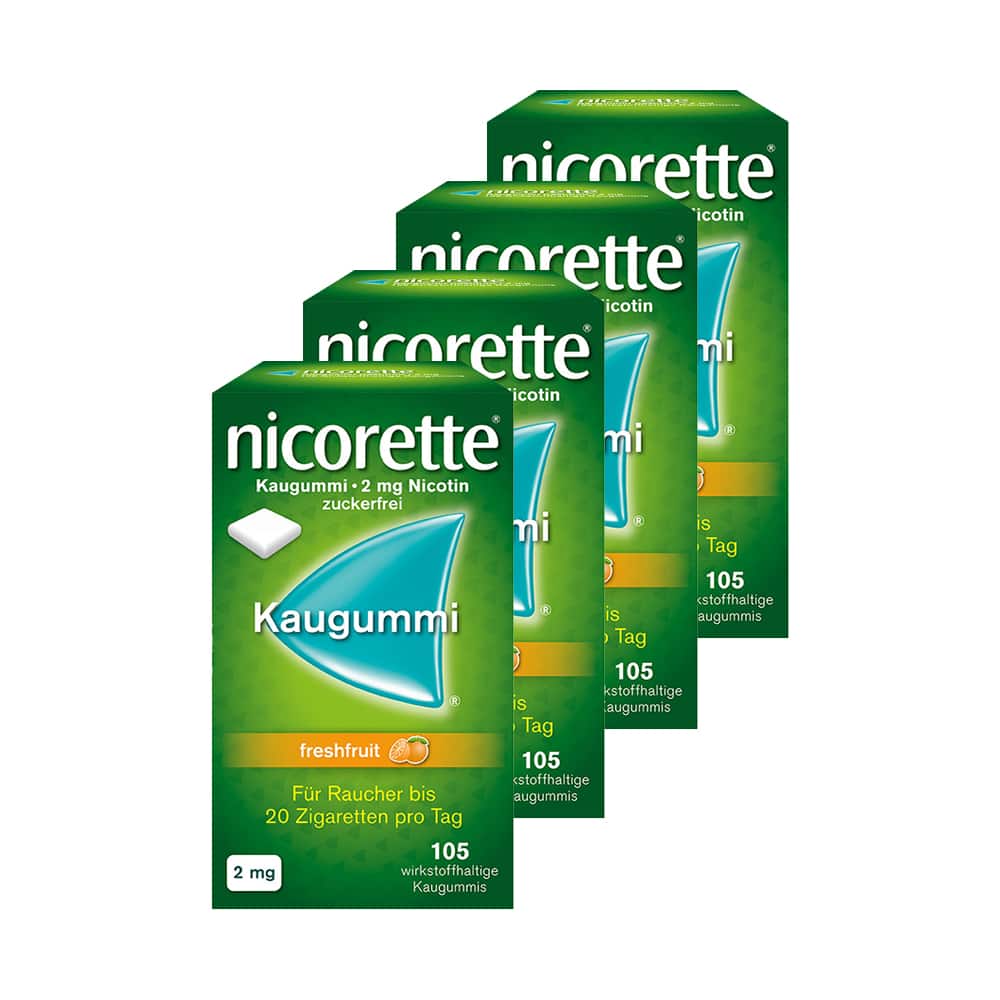 nicorette Kaugummi 2mg freshfruit 105 Stk. 4er Set 4X105 St Kaugummi