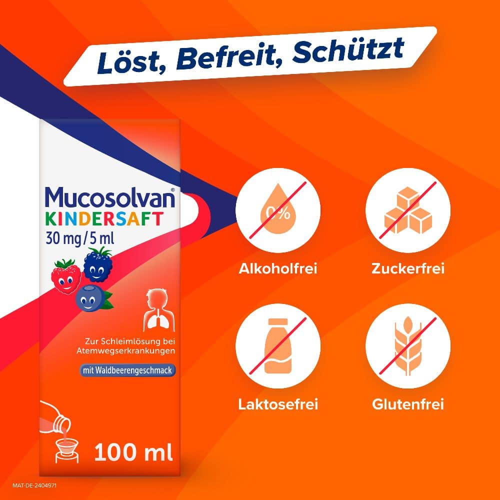 MUCOSOLVAN Kindersaft - Schleimlöser bei Husten 250 ml Lösung zum Einnehmen