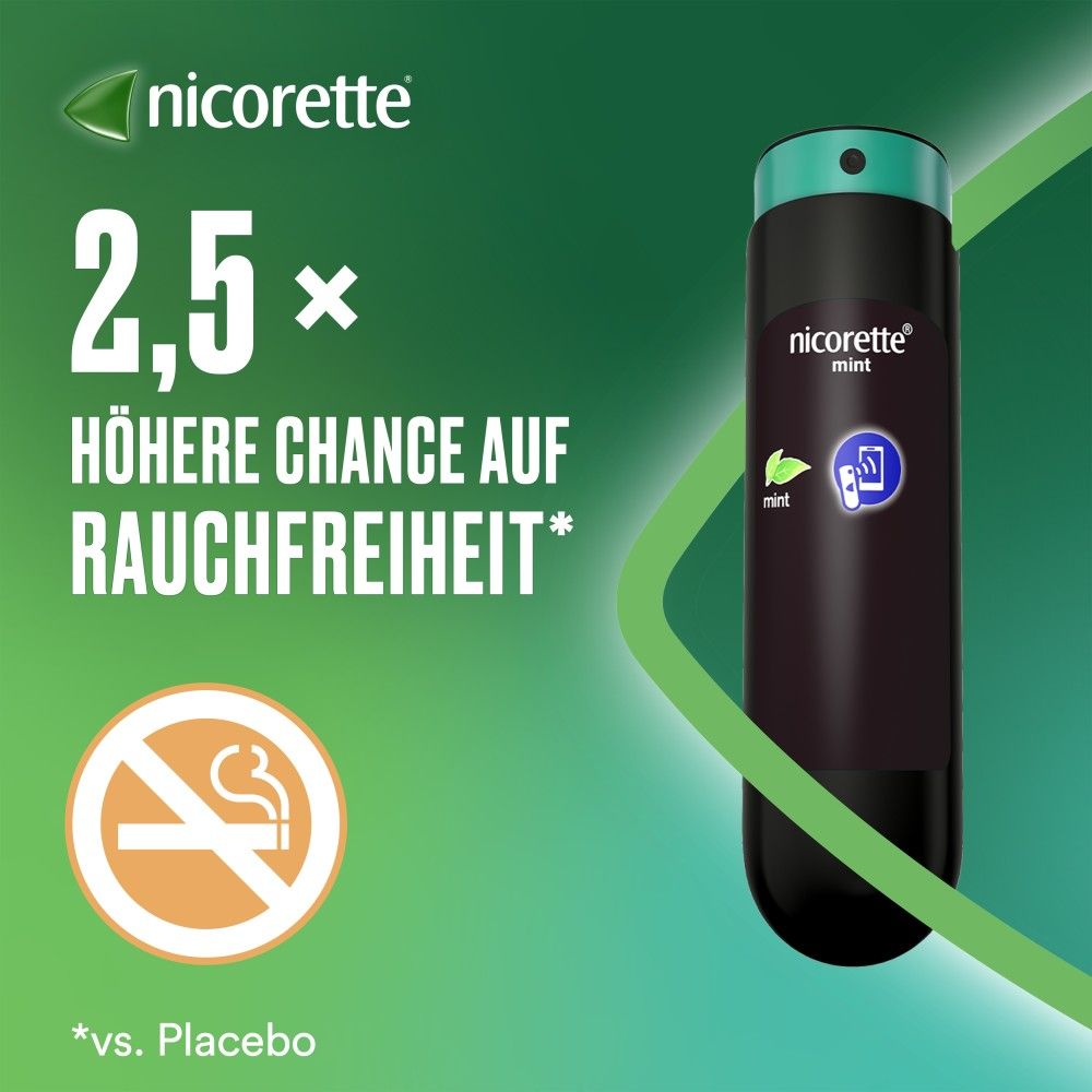 nicorette mint Spray mit Nikotin, Verbindung mit Tracking-App mögl.