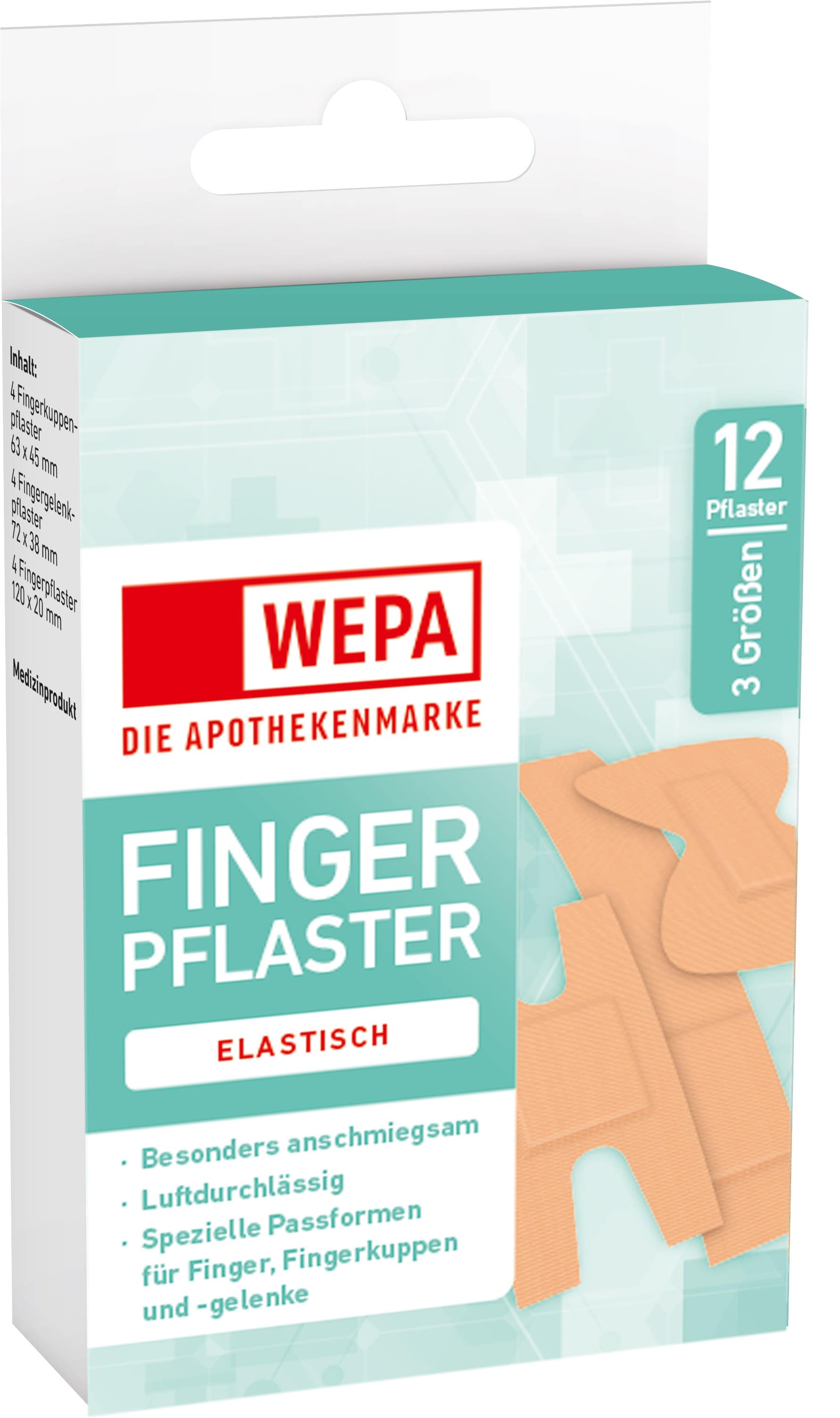 WEPA FINGERPFLASTER ELASTISCH 3 Größen 12 St Pflaster