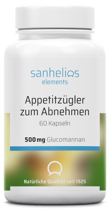 sanhelios erlements Appetitzügler zum Abnehmen 500mg Glucomannan 60 St Kapseln