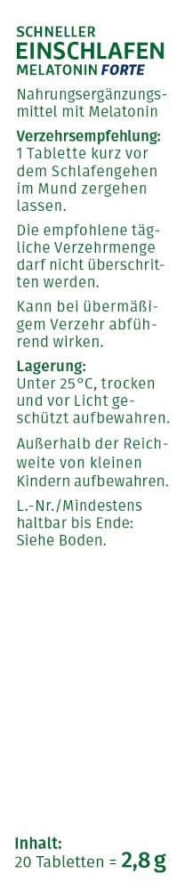 Green DOC SCHNELLER EINSCHLAFEN MELATONIN 20 St Schmelztabletten