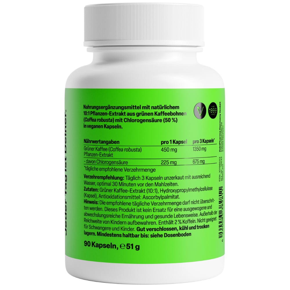 Zein Pharma Grüner Kaffee Extrakt 10:1 450 mg 90 St Kapseln