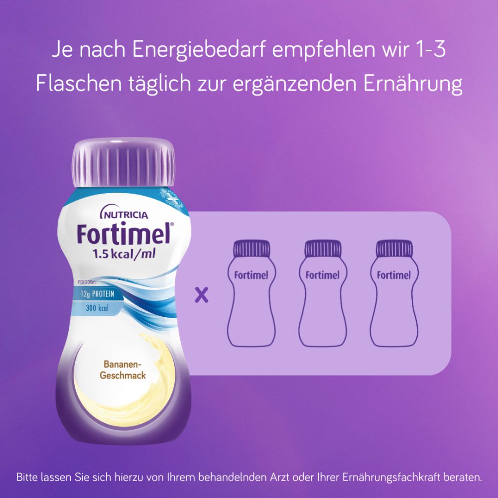 NUTRICIA Fortimel 1,5kcal / ml Bananen-Geschmack 4X200 ml Flüssigkeit