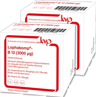 LOPHAKOMP B12 3.000 µg Injektionslösung 20X2 ml Injektionslösung