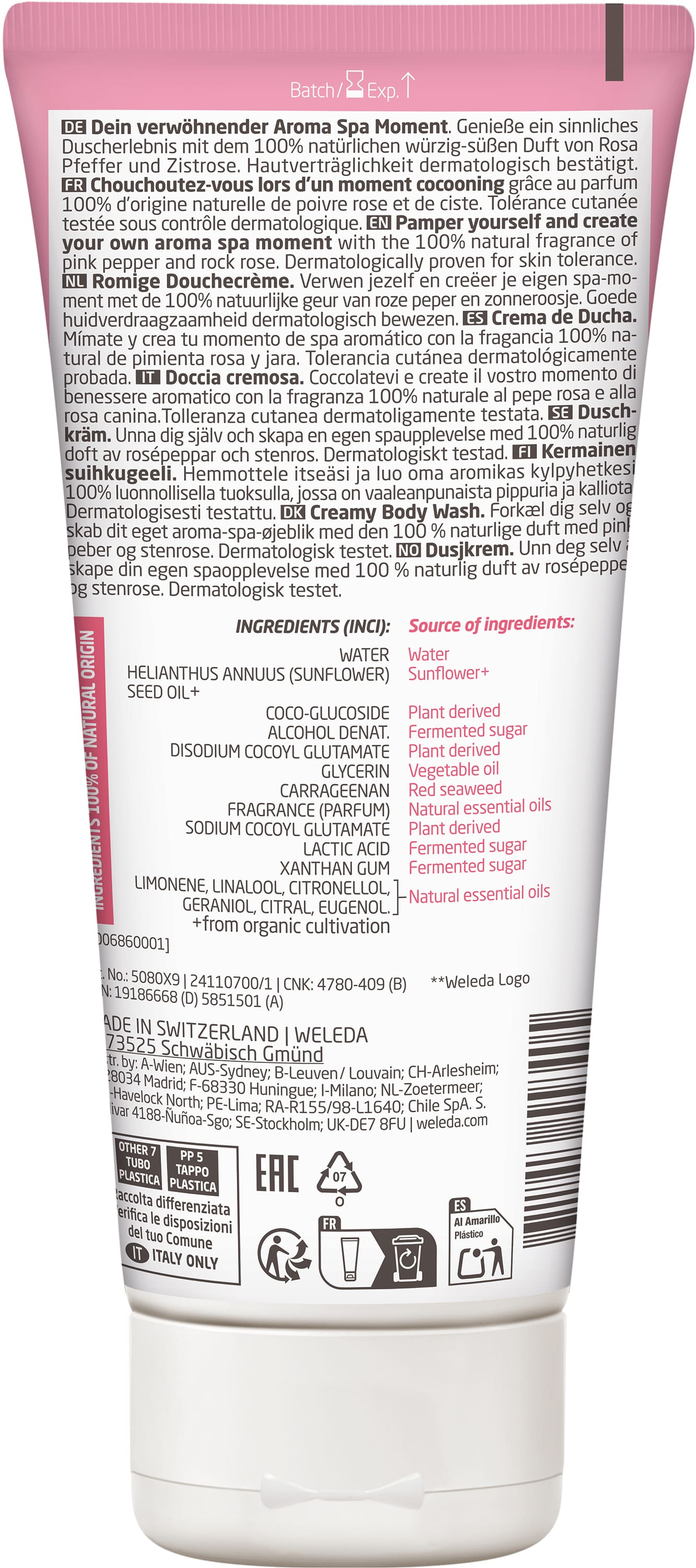 WELEDA Aroma Spa Cremedusche PINK PEPPER + ROCK ROSE 200 ml Duschgel