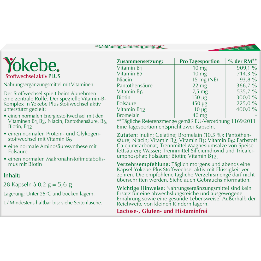 Yokebe Plus Stoffwechsel aktiv 28 St Kapseln