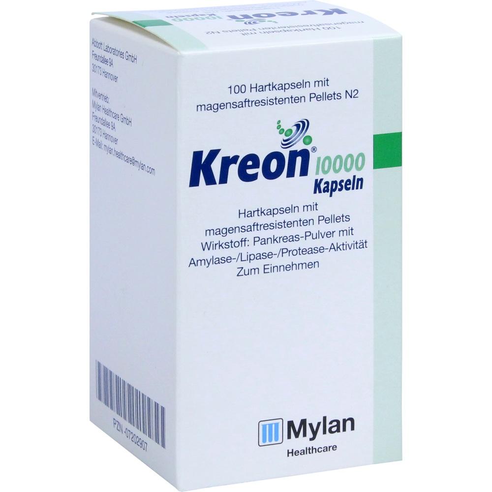 Kreon 10000 100 St Hartkapseln mit magensaftresistent überzogenen Pellets