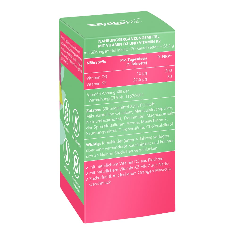 Vitamin D3+K2 Kinder Kautabletten Vegan 120 St Kautabletten