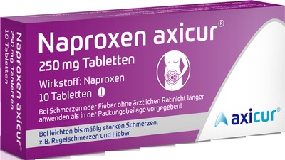 Naproxen axicur 250 mg Tabletten bei Regelschmerzen 10 St Tabletten