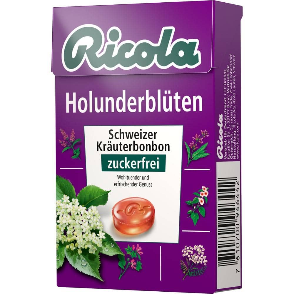 Ricola Holunderblüten Schweizer Kräuterbonbon zuckerfrei 50 g Bonbons