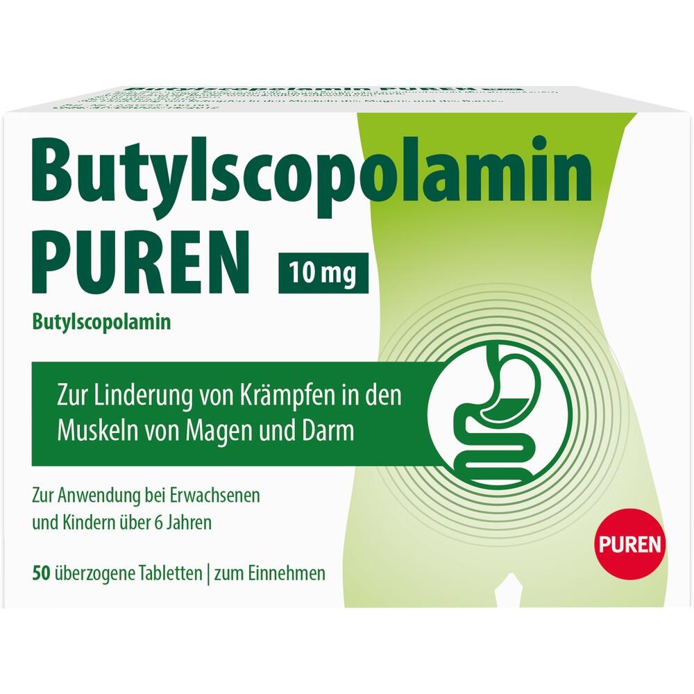 Butylscopalamin PUREN 10mg 50 St Überzogene Tabletten