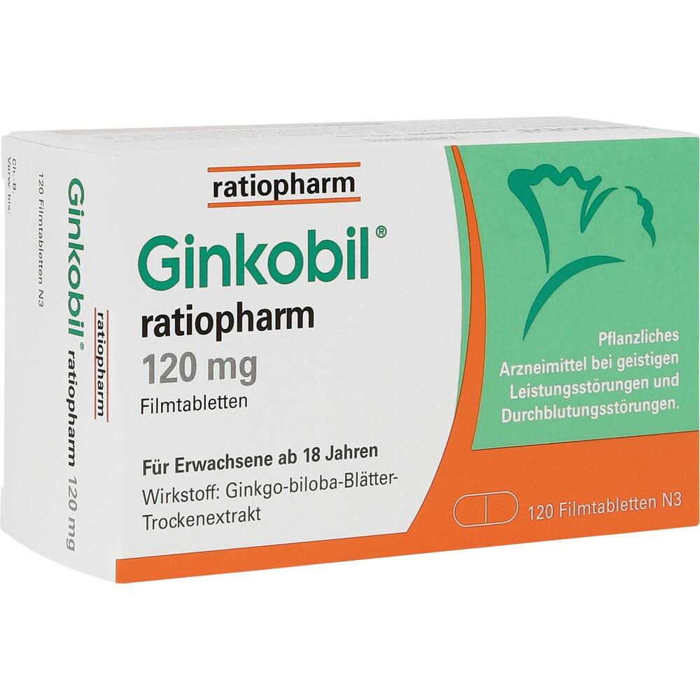Ginkobil ratiopharm 120mg mit Ginkgo biloba 120 St Filmtabletten