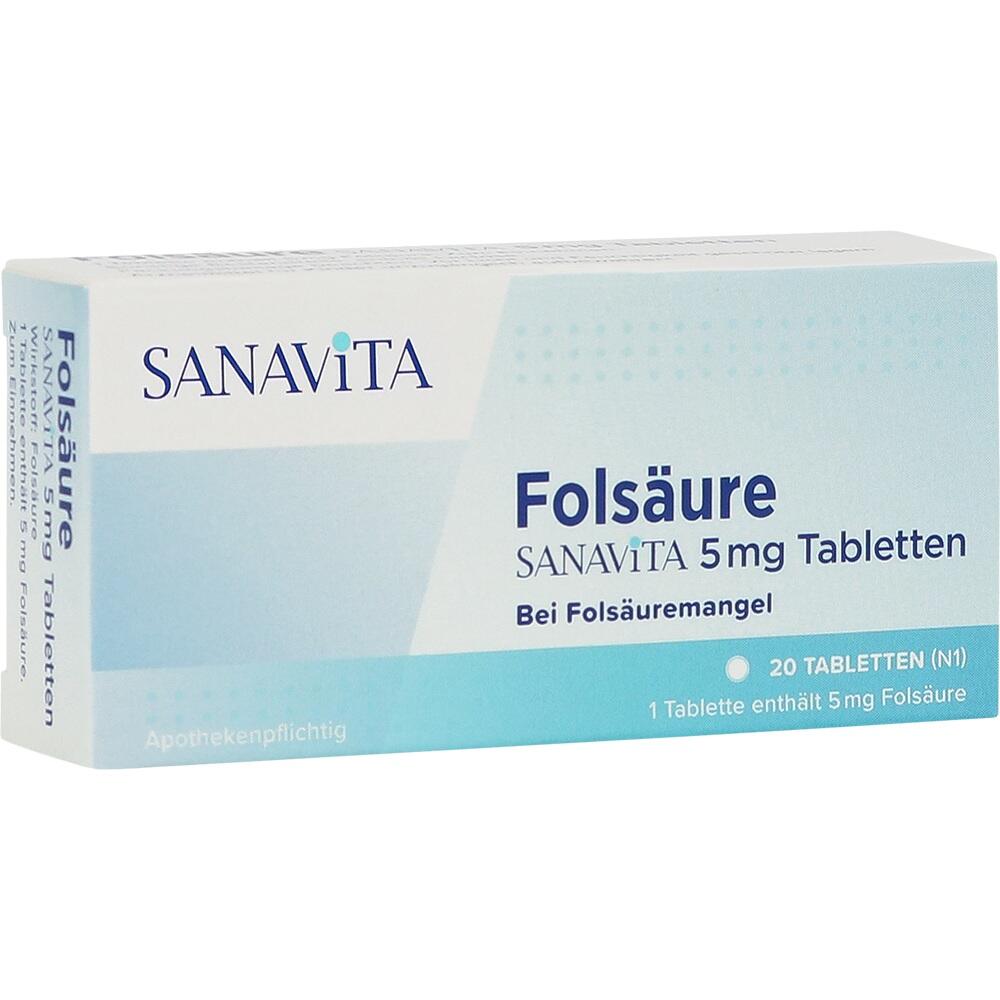 Folsäure Sanavita 5 mg Tabletten 20 St Tabletten
