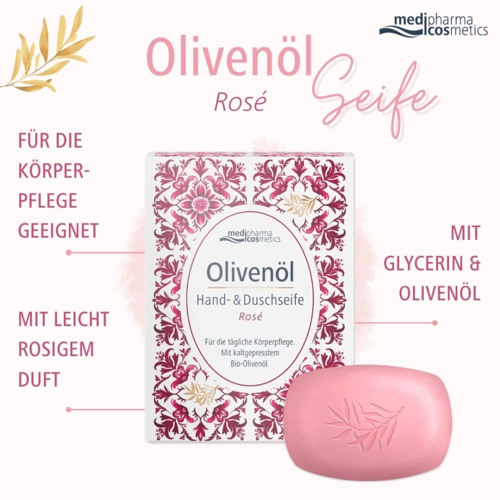 Olivenöl Hand- und Duschseife Rose 100 g Seife