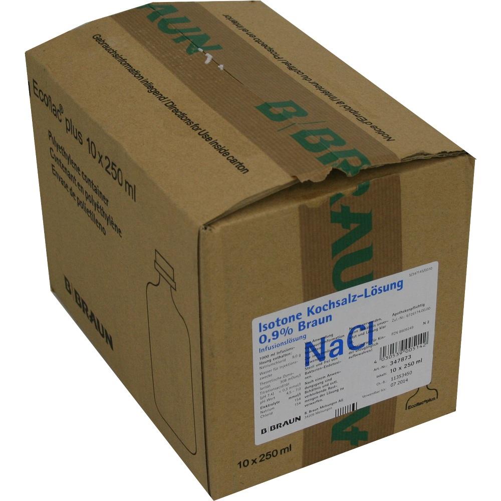 ISOTONE Kochsalz-Lösung 0,9% Braun Ecoflac Plus 10X250 ml Infusionslösung