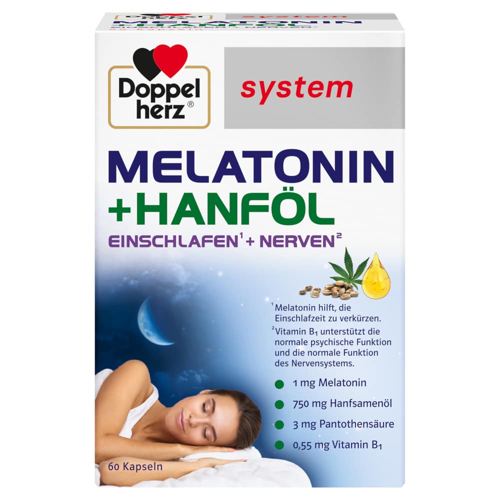 Doppelherz system MELATONIN + HANFÖL  60 St Kapseln