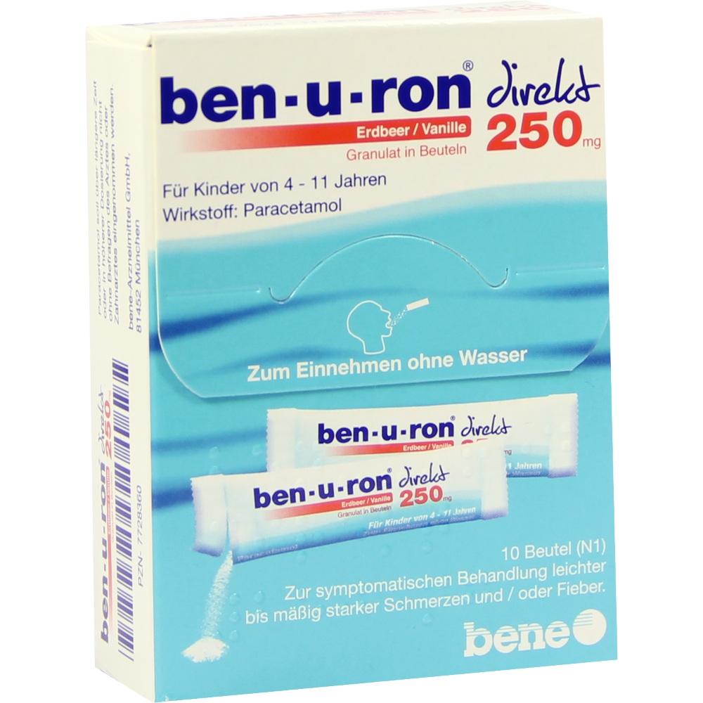 Ben-u-ron direkt Erdbeer/Vanille 250mg 10 St Granulat