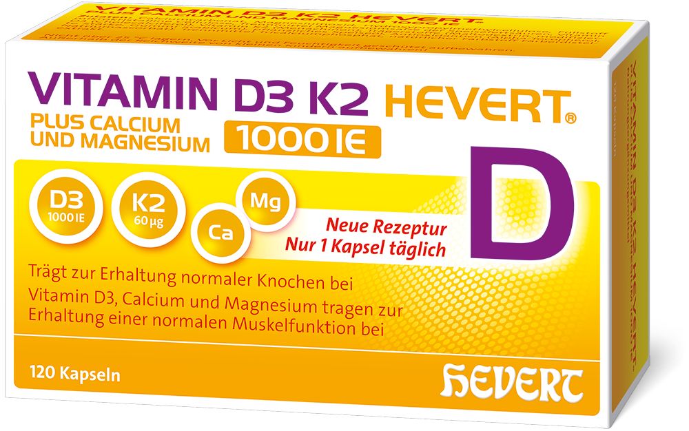 Vitamin D3 K2 HEVERT 1000 I.E. 120 St Kapseln