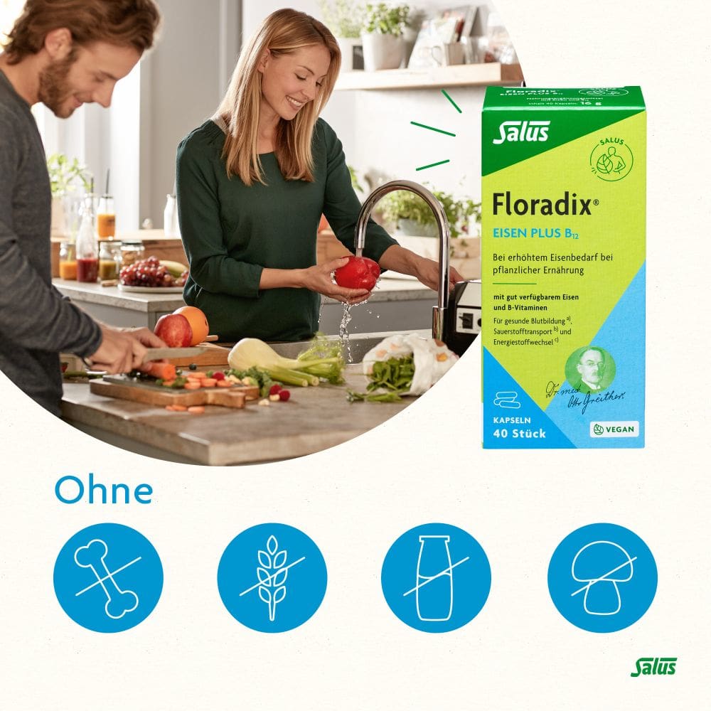 Floradix Eisen plus B12 vegan 40 St Kapseln