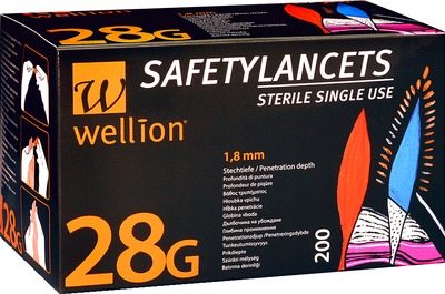 WELLION Safetylancets 28 G Sicherheitseinmallanz. 200 St Lanzetten