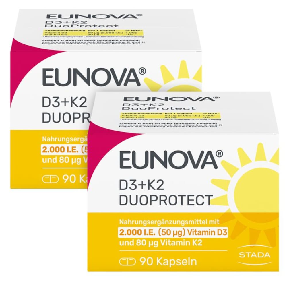 EUNOVA DuoProtect D3+K2 2000 I.E. 2X90 St Kapseln