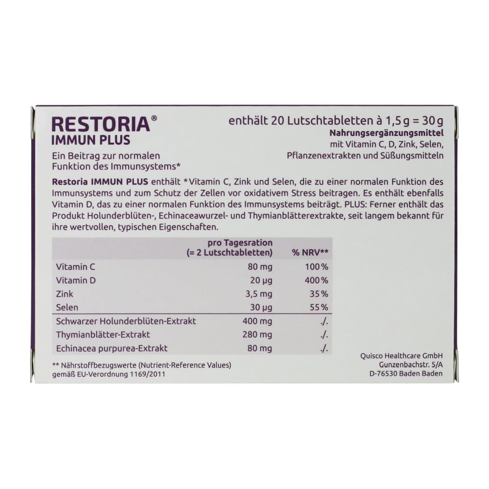 RESTORIA IMMUN PLUS 20 St Lutschtabletten