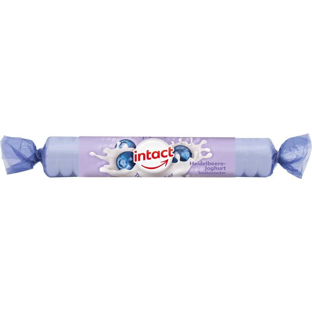 INTACT Traubenzucker Heidelbeere Joghurt Rolle 40 g Tabletten
