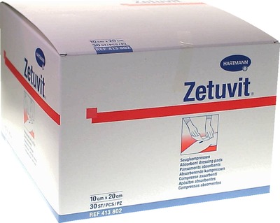 ZETUVIT Saugkompressen unsteril 10x20 cm 30 St Kompressen