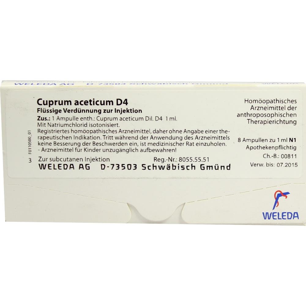 WELEDA CUPRUM ACETICUM D 4 Ampullen 8X1 ml Ampullen