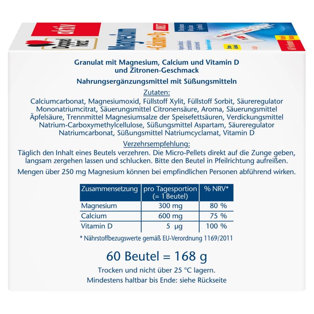 Doppelherz aktiv Magnesium + Calcium + D3 60 St Pellets
