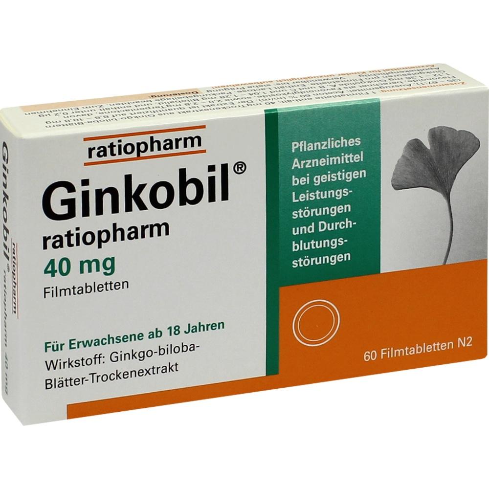 Ginkobil ratiopharm 40mg mit Ginkgo biloba 60 St Filmtabletten