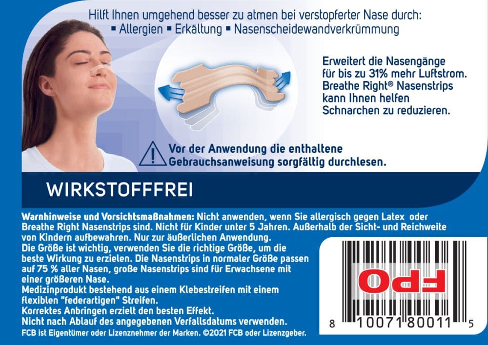 Besser Atmen Breathe Right Nasenpflaster Beige Groß 30 St Pflaster