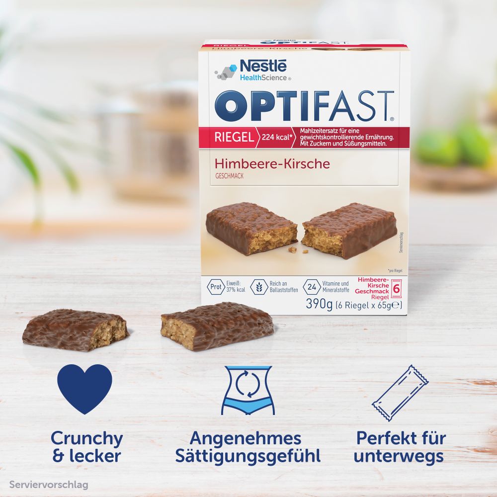 OPTIFAST RIEGEL Himbeere-Kirsche Geschmack 6X65 g