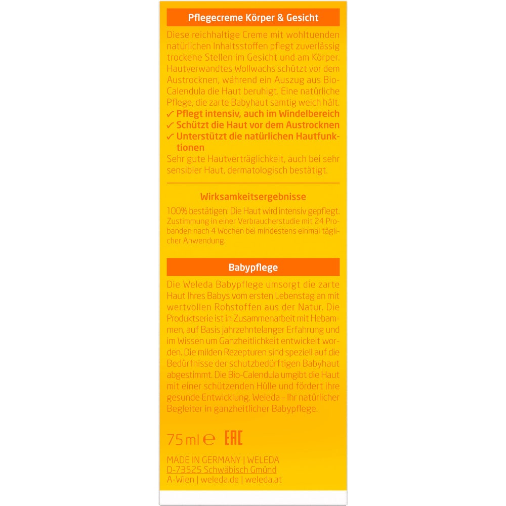 Weleda Baby Pflegecreme Calendula Körper & Gesicht 75 ml Creme