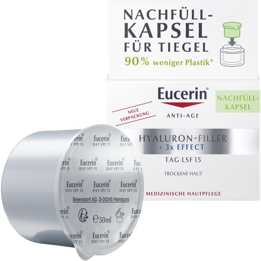 Eucerin HYALURON FILLER + 3x Effect Tag LSF 15 trockene Haut Nachfüllkapsel  50 ml Creme