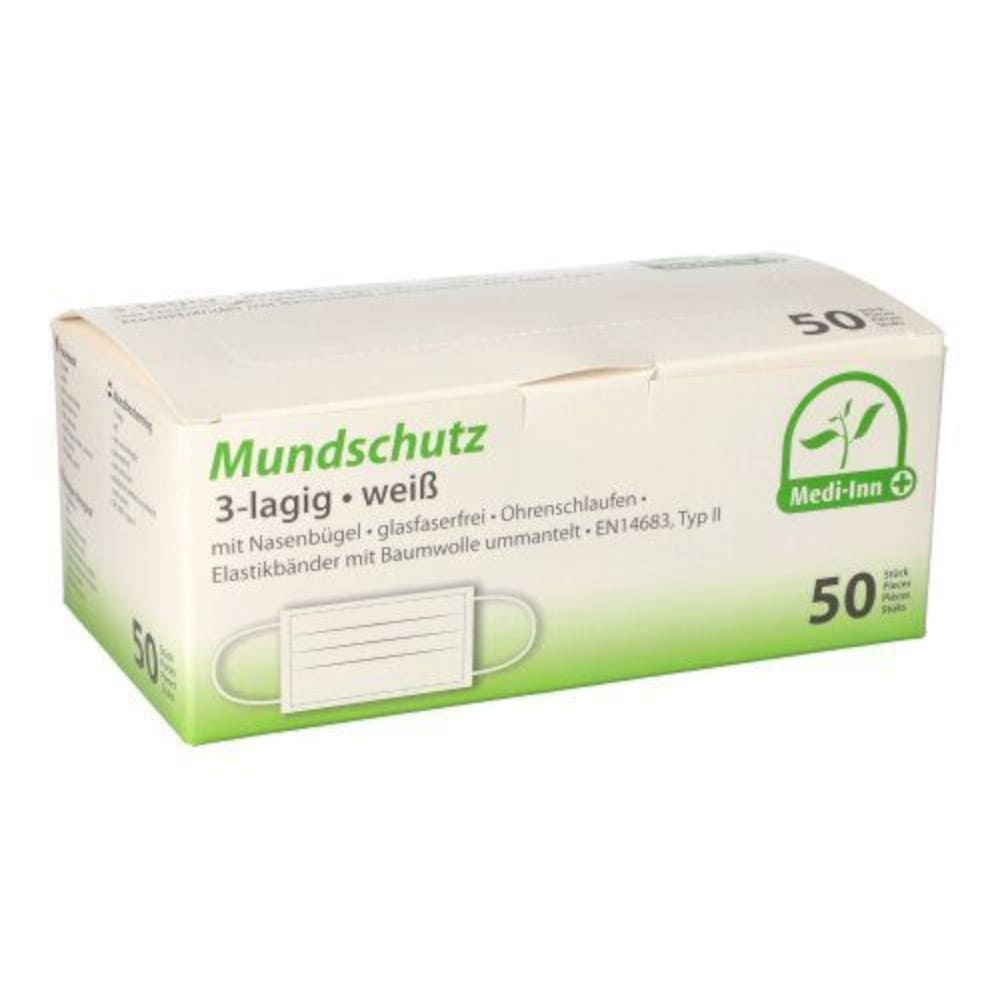 Medi-Inn medizinischer Mundschutz 3-lagig weiß 50 St