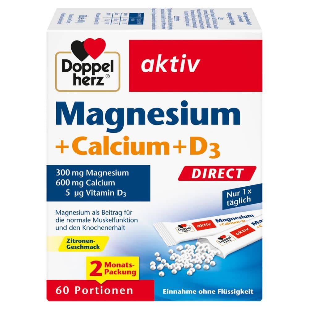 Doppelherz aktiv Magnesium + Calcium + D3 60 St Pellets