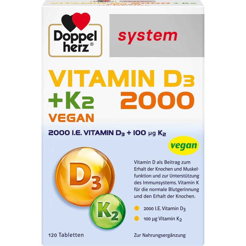Doppelherz system VITAMIN D3 + K2 2000 I.E. 120 St Tabletten