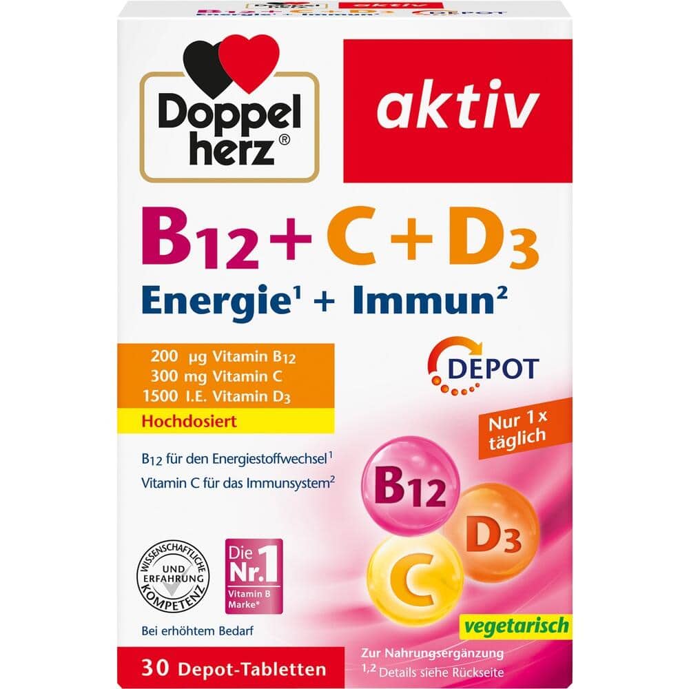 Doppelherz aktiv B12 + C + D3 Energie + Immun  30 St Tabletten