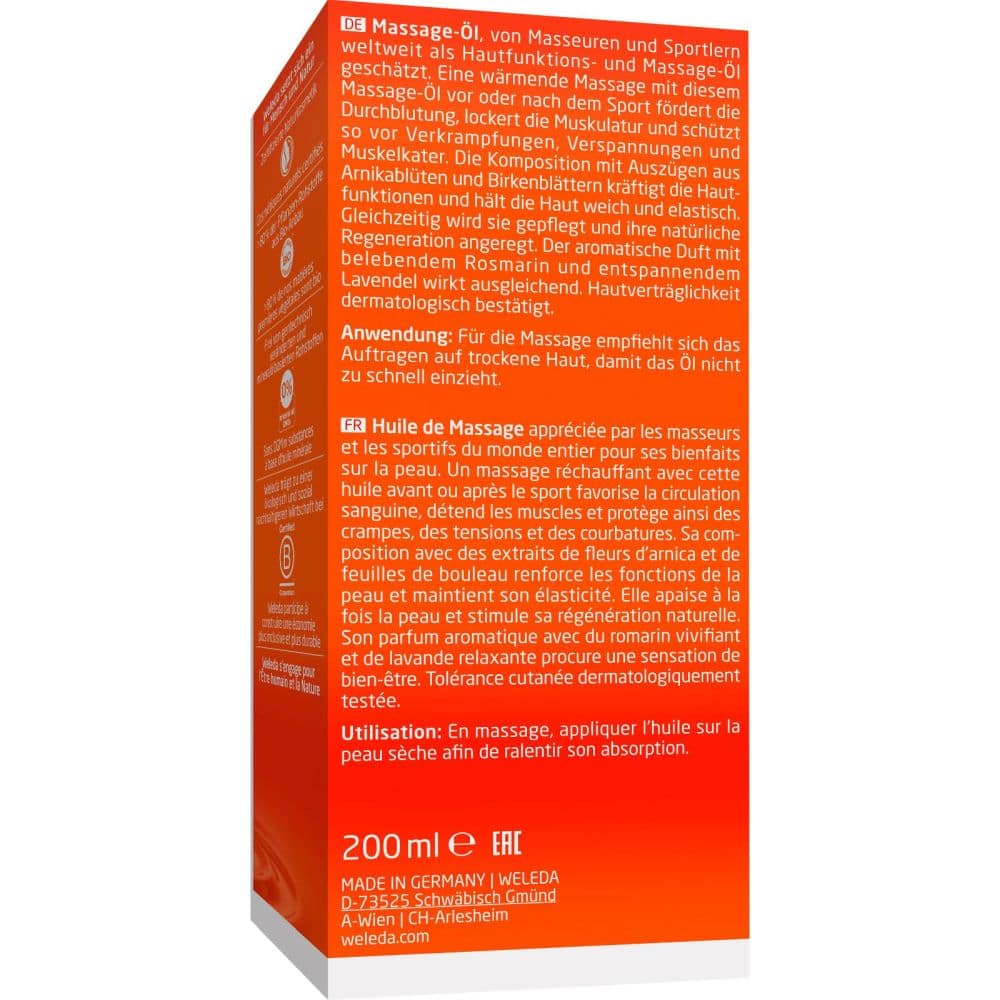 WELEDA Sport Massage-Öl Arnika 200 ml Öl