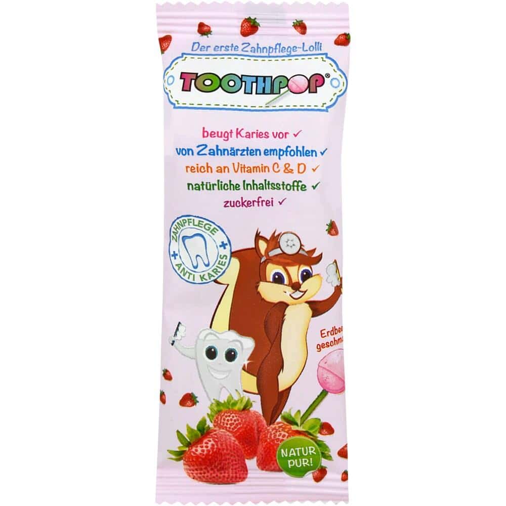 TOOTHPOP Zahnpflege-Lolli Erdbeergeschmack 1 St