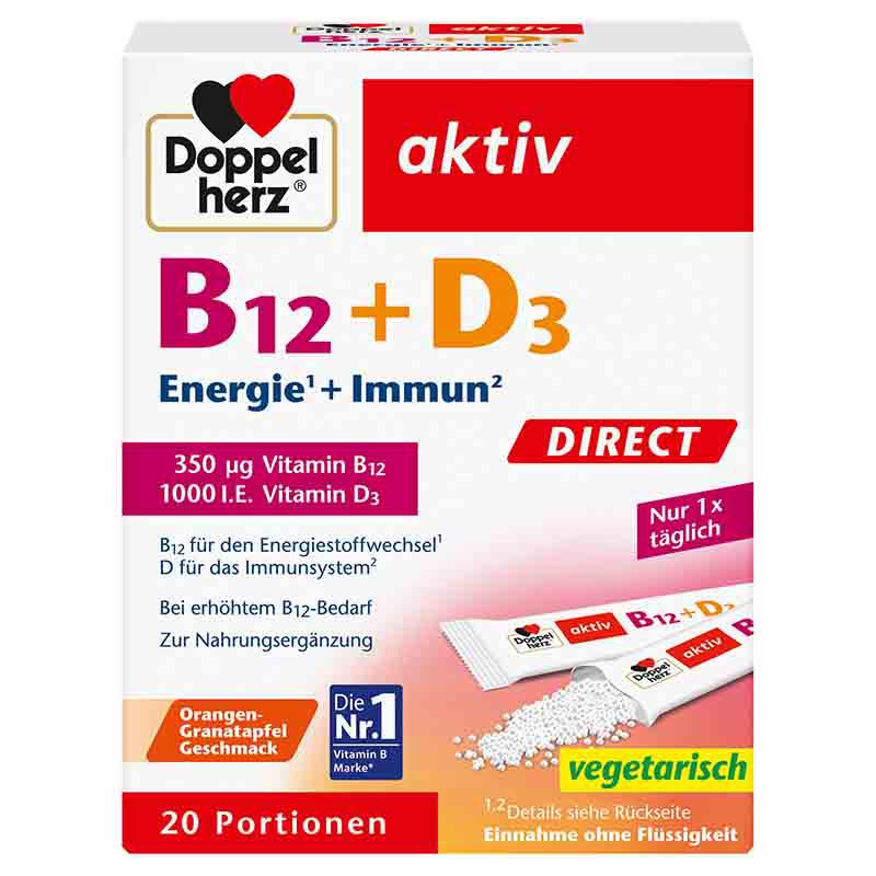 Doppelherz aktiv B12 + D3 DIRECT 20 St Pellets