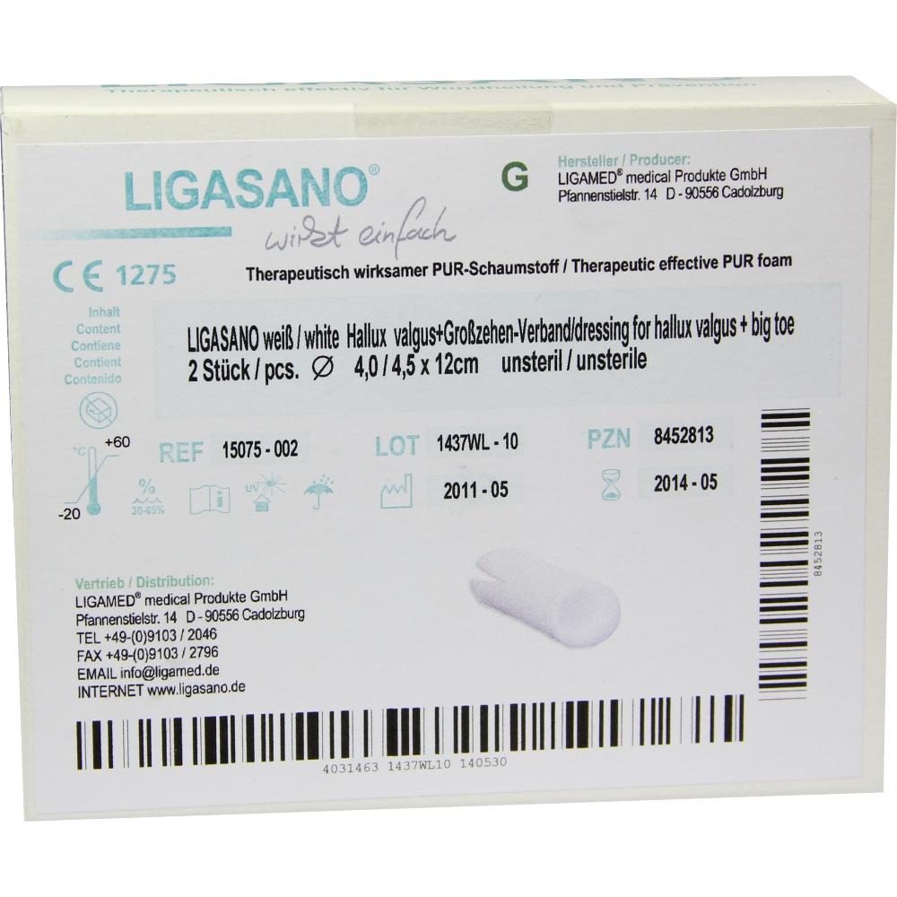 LIGASANO weiß Hallux Valgus Verb.4/4,5x12 cm unst. 2 St Verband