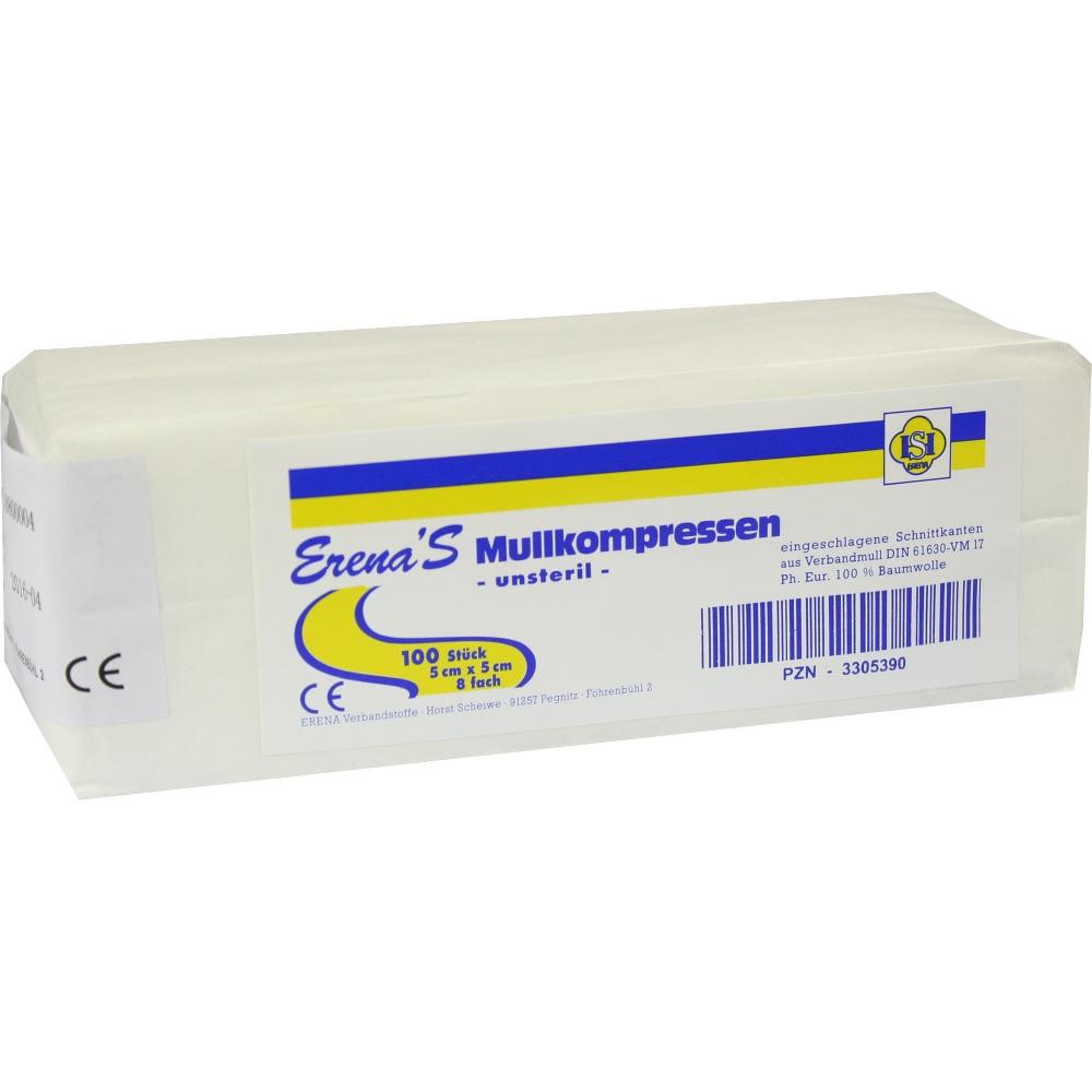 ERENA UNSTERIL Mullkompressen 5x5 cm 8fach 100 St Kompressen