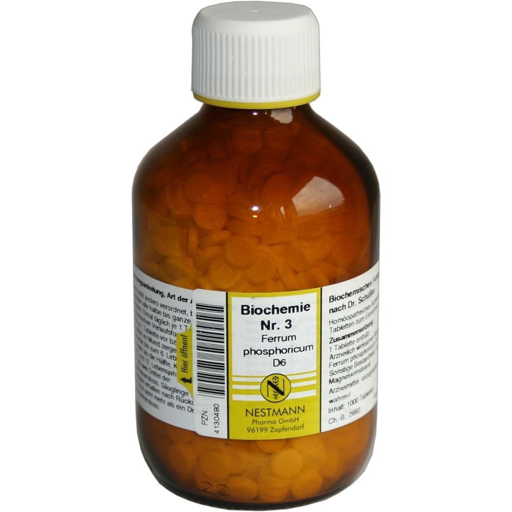 BIOCHEMIE 3 Ferrum phosphoricum D 6 Tabletten 1000 St Tabletten