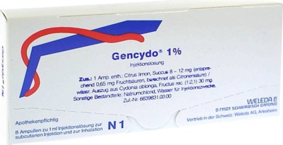 WELEDA Gencydo 1% Injektionslösung 8 St Injektionslösung