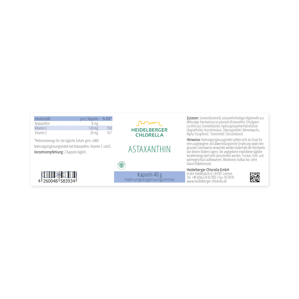 HEIDELBERGER CHLORELLA ASTAXANTHIN 40 g Kapseln